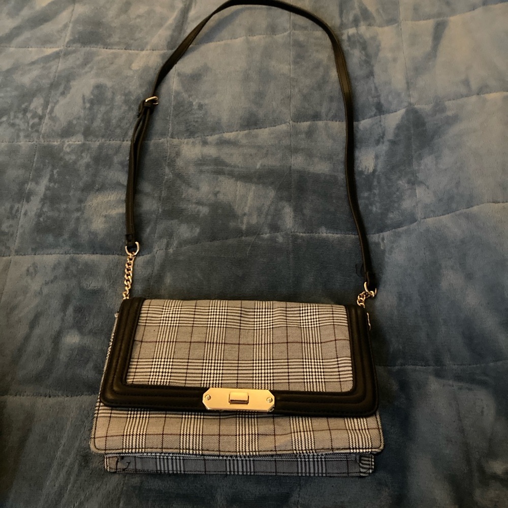 a new day Black and Gray Plaid Crossbody Bag